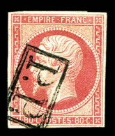 O N°17B, 80c Rose Obl 'PP' Encadré. TTB     Qualité: O - 1853-1860 Napoleon III