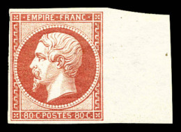 * N°17B, 80c Rose, Bord De Feuille Latéral, Très Jolie Pièce. SUP (signé... - 1853-1860 Napoléon III.