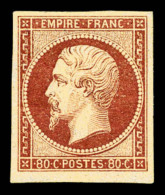 * N°17A, 80c Carmin, Légères Froissures De Gomme. TTB (certificat)   Cote: 4500 Euros  ... - 1853-1860 Napoléon III.