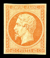 * N°16, 40c Orange, Très Jolie Pièce, Quasi**. SUP. R. (signé Brun/certificat)   Cote:... - 1853-1860 Napoleon III