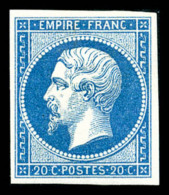 * N°14B, 20c Bleu Type II, TTB (signé Scheller/certificat)   Cote: 525 Euros   Qualité: * - 1853-1860 Napoléon III