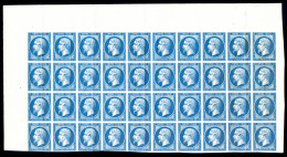 ** N°14B, 20c Bleu Type II En Panneau De 40 Exemplaires Haut De Feuille, Quelques Plis Verticaux Sans... - 1853-1860 Napoleon III