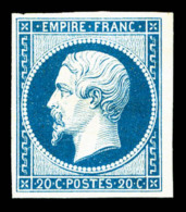 * N°14Af, 20c Bleu Laiteux, TB   Cote: 440 Euros   Qualité: * - 1853-1860 Napoléon III