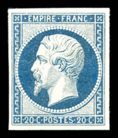 ** N°14Af, 20c Bleu Laiteux, Fraîcheur Postale. SUP (certificat)     Qualité: ** - 1853-1860 Napoléon III.