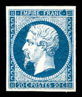 ** N°14A, 20c Bleu Type I (froissure En Marge Inférieure), Fraîcheur Postale, SUP (signé... - 1853-1860 Napoleon III