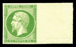 ** N°12, 5c Vert-jaune Vif, Bord De Feuille Latéral, Fraîcheur Postale. SUP (certificat)    ... - 1853-1860 Napoléon III.