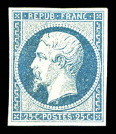 * N°10, 25c Bleu, Pli Vertical Sinon TB (certificat)   Cote: 5500 Euros   Qualité: * - 1852 Louis-Napoléon