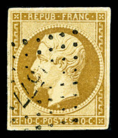 O N°9a, 10c Bistre-brun, Obl PC Légère, TTB (signé Margues/certificat)   Cote: 900 Euros  ... - 1852 Luigi-Napoleone