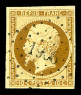 O N°9a, 10c Bistre-brun Obl PC, Frais, TB (certificat)   Cote: 900 Euros   Qualité: O - 1852 Louis-Napoléon