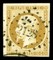 O N°9, 10c Bistre-jaune Obl PC 2128, TB (signé Brun/certificat)   Cote: 750 Euros   Qualité: O - 1852 Louis-Napoléon