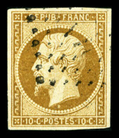 O N°9, 10c Bistre-jaune, Obl PC, TB (certificat)   Cote: 750 Euros   Qualité: O - 1852 Louis-Napoléon
