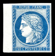 * N°8f, Non émis, 20c Bleu, Impression De 1862 Bdf, SUP (certificat)   Cote: 800 Euros   Qualité:... - 1849-1850 Cérès