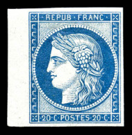 * N°8f, Non émis, 20c Bleu, Impression De 1862 Bdf, SUP (certificat)   Cote: 800 Euros   Qualité:... - 1849-1850 Ceres