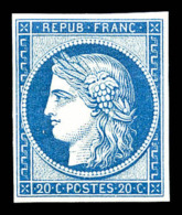 ** N°8f, Non émis, 20c Bleu Impression De 1862, Fraîcheur Postale, SUPERBE (certificat)     ... - 1849-1850 Cérès