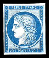 ** N°8f, Non émis, 20c Bleu Impression De 1862, Fraîcheur Postale, SUPERBE (certificat)     ... - 1849-1850 Ceres