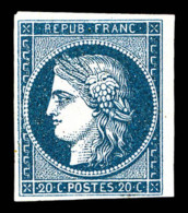 (*) N°8a, Non émis, 20c Bleu Foncé, Grande Fraîcheur, RARE Et SUP (signé... - 1849-1850 Cérès