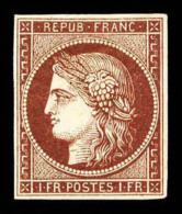 * N°6B, 1F Carmin Brun, FRAICHEUR POSTALE, RARE Et SUPERBE (signé/certificats)    Cote: 18500 Euros  ... - 1849-1850 Ceres