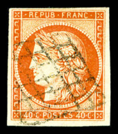 O N°5b, 40c Orange Foncé, Infime Points Vermiculaires Sinon TB (signé Calves)   Cote: 650 Euros  ... - 1849-1850 Ceres