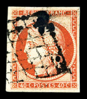 O N°5, 40c Orange, Oblitération Grille, TB (signé Brun/certificat)   Cote: 500 Euros  ... - 1849-1850 Ceres