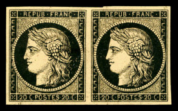 (*) N°3g, 20c Noir Sur Chamois Foncé En Paire, Très Jolie Nuance, TTB (certificat)   Cote: 2200... - 1849-1850 Ceres