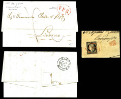 O N°3, 20c Noir Obl Ovale Rouge 'VPM' (Via Particolare Maritima, Salles N°667) Sur Fragment De Lettre De... - 1849-1850 Cérès