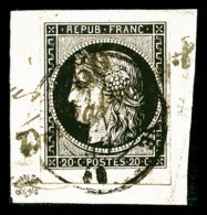O N°3, 20c Noir Obl Cursive '50 Doulincourt' Et Càd T15 Du 11 Janvier 49 Sur Son Support. SUP. R.R.... - 1849-1850 Ceres