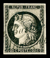 O N°3, 20c Noir Oblitéré Par Cursive Seule (rare), 31/la Bastide/d'Armagnac. SUP. R.R... - 1849-1850 Ceres