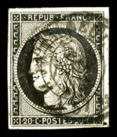 O N°3, 20c Noir Obl Càd Type 15 Du 5 Janvier 1849, TTB (signé Brun)   Cote: 500 Euros  ... - 1849-1850 Cérès
