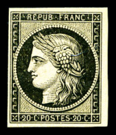 ** N°3, 20c Noir Sur Jaune, Fraîcheur Postale, SUP (certificat)     Qualité: ** - 1849-1850 Cérès