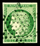 O N°2b, 15c Vert-foncé, Obl étoile De Paris. SUP (signé Calves/Brun/certificat)   Cote:... - 1849-1850 Cérès