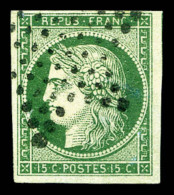 O N°2b, 15c Vert-foncé Obl étoile De Paris, Superbe Nuance. TTB (signé/certificats)  ... - 1849-1850 Cérès