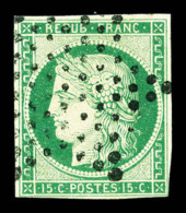 O N°2, 15c Vert, Oblitération étoile De Paris, TB (signé Brun/certificat)   Cote: 1000... - 1849-1850 Ceres