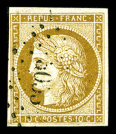 O N°1a, 10c Bistre-brun, TB (signé Calves/Brun/certificat)   Cote: 450 Euros   Qualité: O - 1849-1850 Ceres