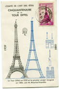 FRANCE CARTE MAXIMUM DU N°429 CINQUANTENAIRE DE LA TOUR EIFFEL OBLITERATION FETES 50 ANS TOUR EIFFEL 23-6-39 PARIS - 1930-1939