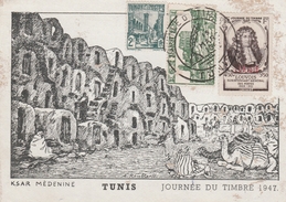Tunis - Journée Du Timbre 1947 - Carte Maximum - Briefe U. Dokumente