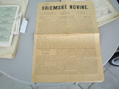 Newspaper Vukovar 1905 Sriemske Novine - Slav Languages