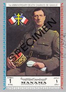MANAMA BAHREÏN - TIMBRE SURCHARGE SPECIMEN  Ist ANNIVERSARY DEATH GENERAL DE GAULLE /1 - De Gaulle (General)
