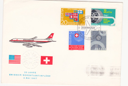 Nos 442-6-7-8 Sur Lettre  " Swissair - Nordatlantikflüge ", Oblitérée Du Cachet Officiel Le 2.5.67 - Sonstige & Ohne Zuordnung