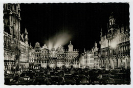 C.P. PICCOLA    BRUXELLES   GRAND'PLACE   LA  NUIT  (FLAMME)   2 SCAN   (VIAGGIATA) - Brüssel Bei Nacht