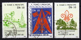 S. TOMÉ & PRINCIPE 1988 - Weltpfadfindertreffen In Australien, Scouts - MiNr.1068-1070 - Gebruikt