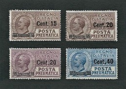 ITALIA 1913-23 - Posta Pneumatica - Vittorio Emanuele III - 4 Valori Soprastampati - MH - Sa:PN 4-7 - Rohrpost