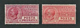 ITALIA 1927-28 - Posta Pneumatica - Vittorio Emanuele III - 15 C. Lilla / 35 C. Scarlatto - MH - Sa:PN 12-13 - Poste Pneumatique