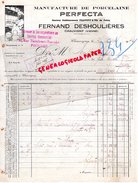 86- CHAUVIGNY- FACTURE FERNAND DESHOULIERES- MANUFACTURE PORCELAINE- PERFECTA- PILLIVUYT & FILS DE FOECY- 1942 - Petits Métiers