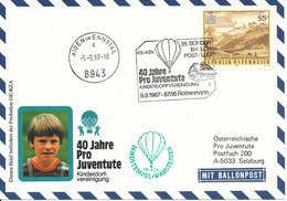 Austria Balloonflight Cover 40 Years Pro Juventute Rottenmann 5-9-1987 - Balloon Covers