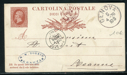 Italie - Entier Postal De Genova Pour La France En 1879 - Ref  J 44 - Stamped Stationery