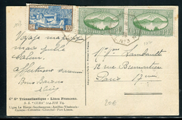 France - Oblitération Ligne De Bateau Sur Carte Du SS Cuba En 1939 Pour Paris , Affranchissement Guadeloupe - Ref  J 69 - Maritieme Post