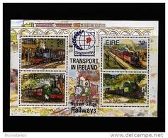 IRELAND/EIRE - 1995 TRANSPORT IN IRELAND RAILWAYS MS OVERPRINTED SINGAPORE MINT NH - Blocks & Sheetlets
