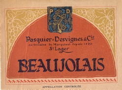 1 Etiquette Ancienne De BEAUJOLAIS - PASQUIER DESVIGNES - Beaujolais