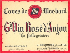 1 Etiquette Ancienne De GRAND VIN ROSE D'ANJOU - CAVES DE MOC-BARIL - ST HILAIRE ST FLORENT - Rosé (Schillerwein)