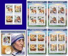 SAO TOME 2017 ** Mother Teresa 4v+S/S+4M/S - OFFICIAL ISSUE - DH1722 - Mother Teresa